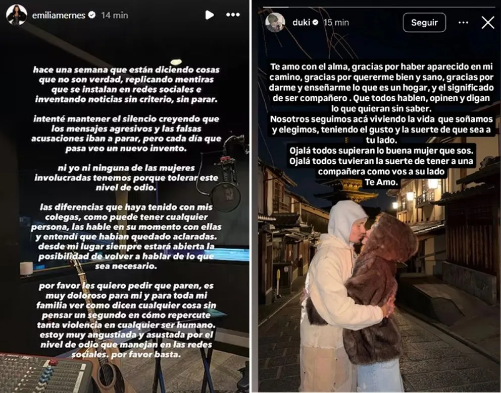 Reacci&oacute;n de Duki por chats Emilia Mernes