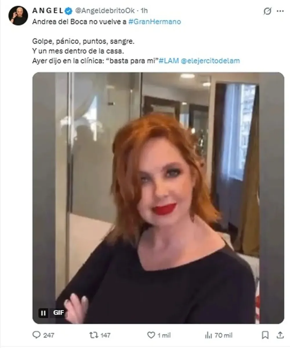 La fuerte ca&iacute;da de Andrea del Boca en Gran Hermano