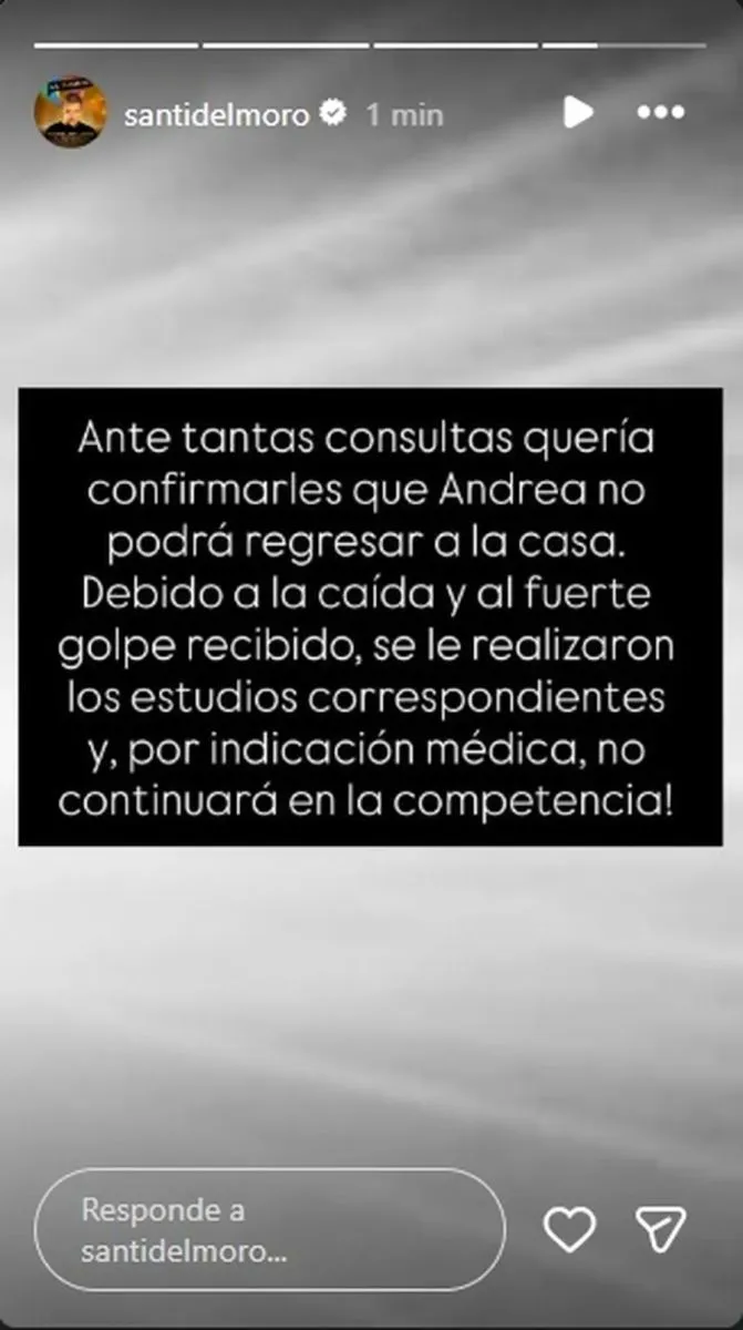 La fuerte ca&iacute;da de Andrea del Boca en Gran Hermano