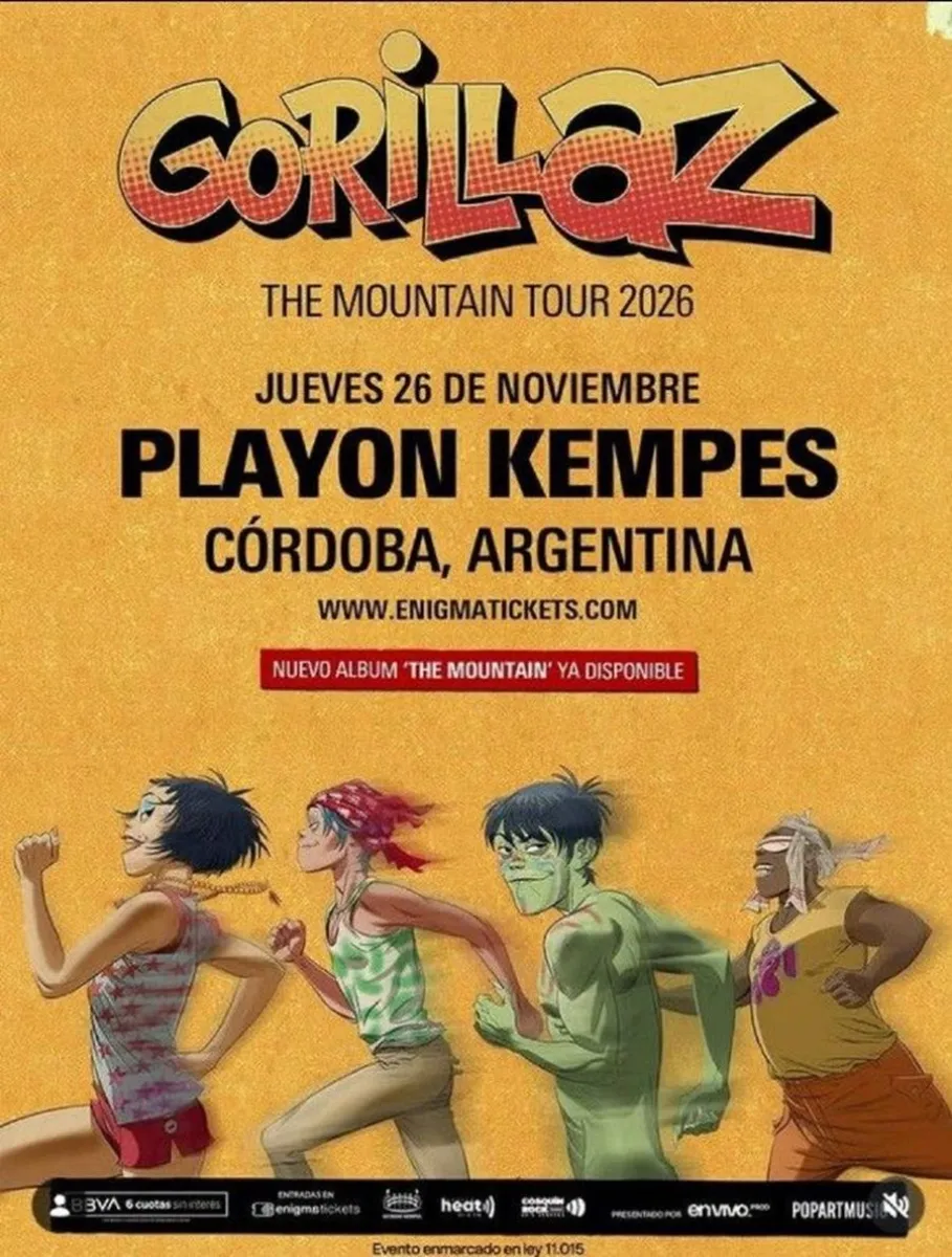 Gorillaz regresa a Argentina con un concierto en C&oacute;rdoba