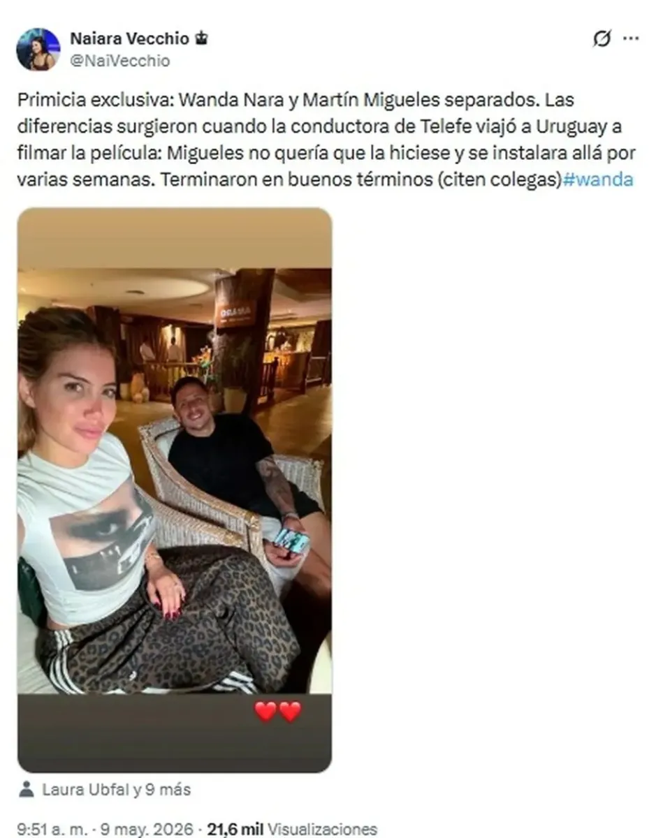 La supuesta separaci&oacute;n de Wanda Nara y Mart&iacute;n Migueles