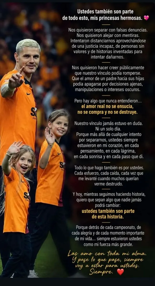 El desgarrador mensaje de Mauro Icardi a sus hijas