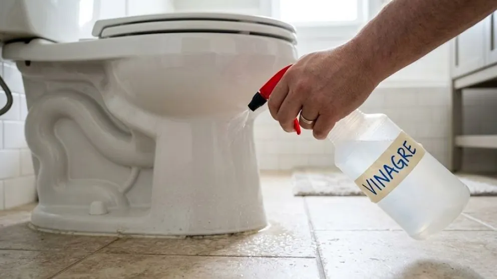 Truco de rociar vinagre en la canilla del ba&ntilde;o