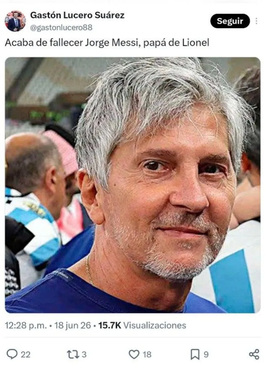 El origen de la falsa noticia sobre la muerte del padre de Messi