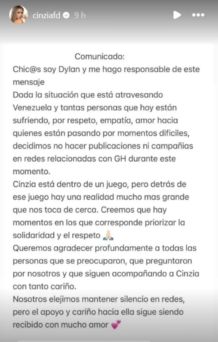 Decisi&oacute;n del novio de Cinzia Francischiello tras terremoto en Venezuela