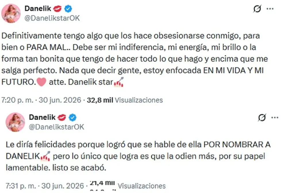 Danelik explot&oacute; contra Catalina Gorostidi tras sus dichos de Brian Sarmiento