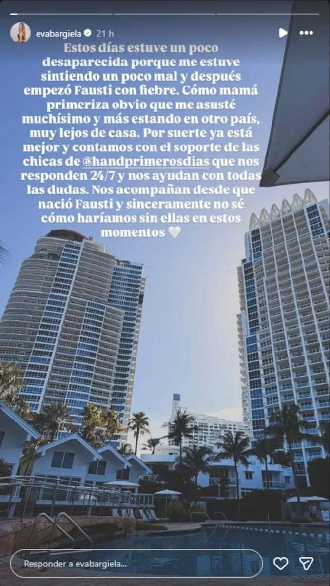 Eva Bargiela pas&oacute; susto en Estado Unidos con su hijo de 8 meses