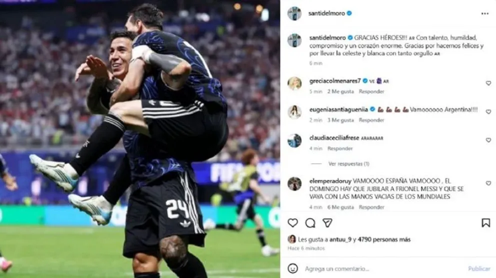 La reacci&oacute;n de los famosos al triunfo de Argentina