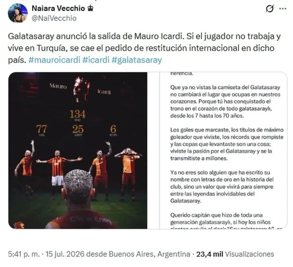 El beneficio de Wanda Nara tras la salida de Mauro Icardi del Galatasaray