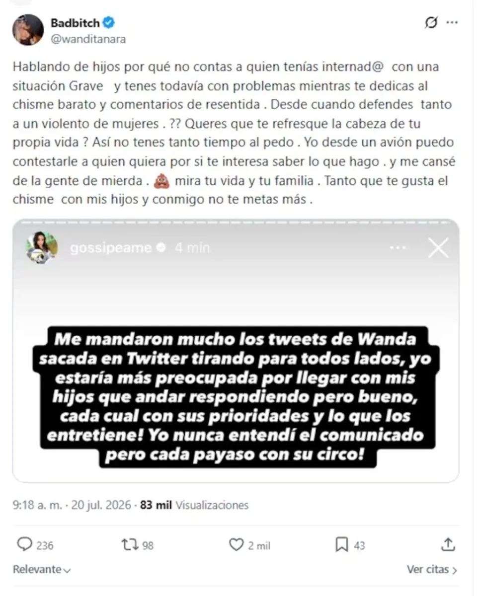 El brutal ataque de Wanda Nara a Pochi