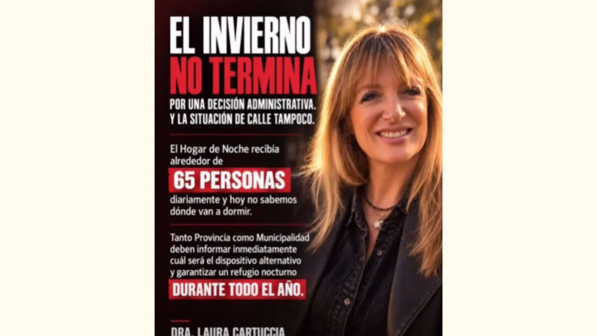 Laura Cartuccia sobre el hogar de noche